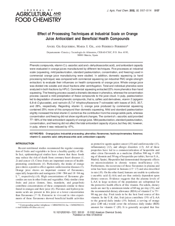 (PDF) Effect of Processing Techniques at Industrial Scale on Orange ...