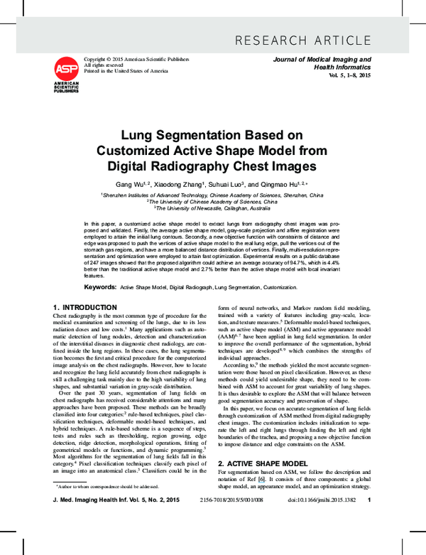 (PDF) Lung Segmentation Based on Customized Active Shape Model from ...