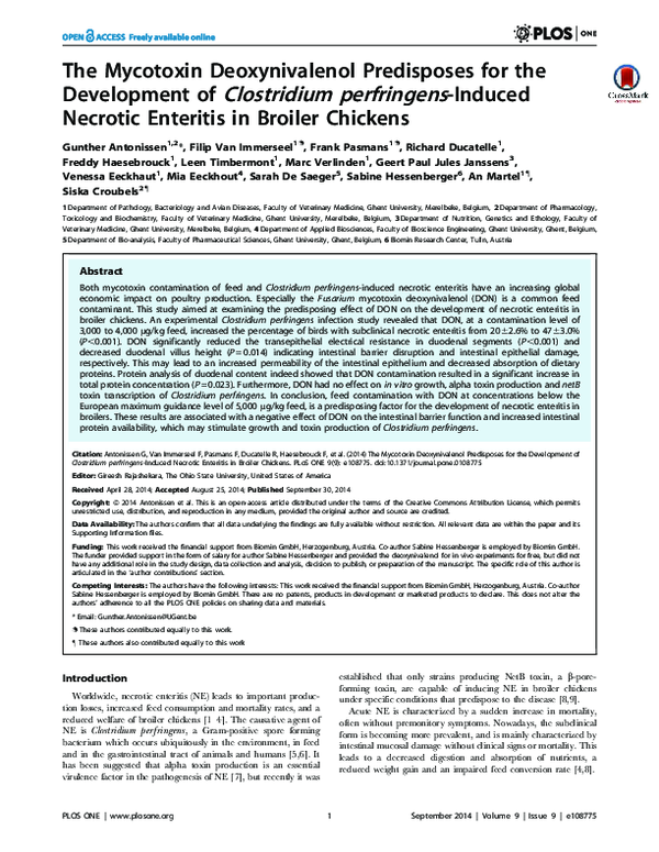 (PDF) The Mycotoxin Deoxynivalenol Predisposes for the Development of ...