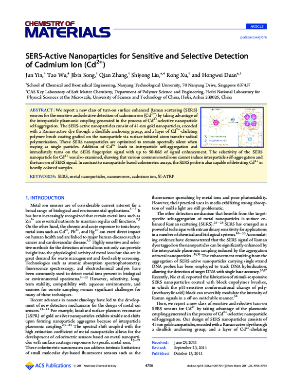 (PDF) SERS-Active Nanoparticles for Sensitive and Selective Detection ...