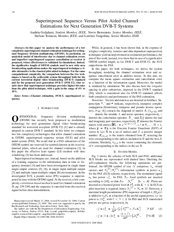 (PDF) Superimposed Sequence Versus Pilot Aided Channel Estimations for ...