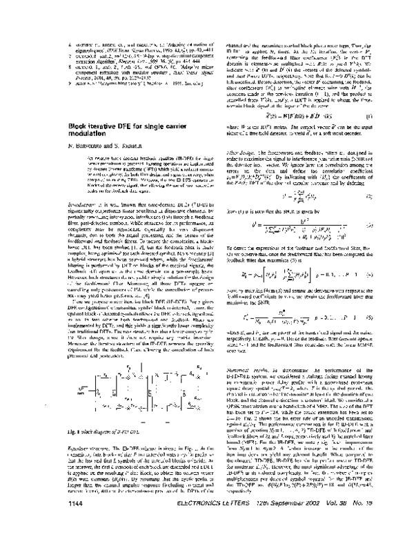 (PDF) Block iterative DFE for single carrier modulation