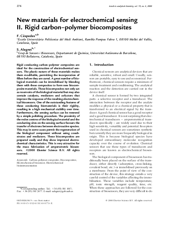 (PDF) New materials for electrochemical sensing II. Rigid carbon