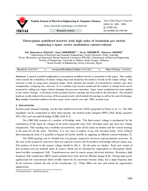 (PDF) Three-phase multilevel inverter with high value of resolution per ...