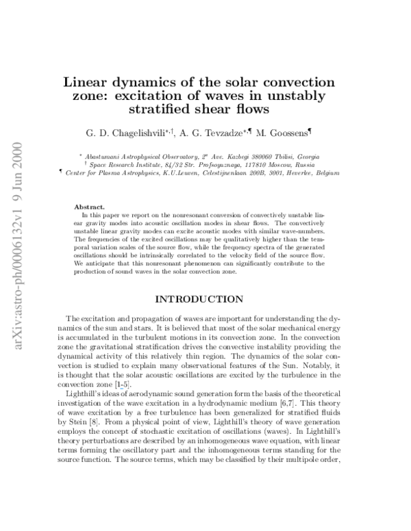 (PDF) Linear dynamics of the solar convection zone: excitation of waves ...