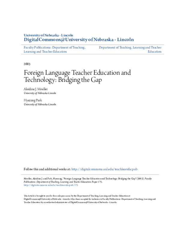 (PDF) Foreign Language Teacher Educationand Technology: Bridging the Gap