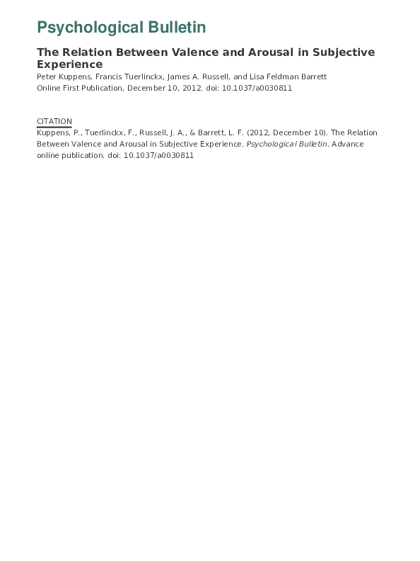 (PDF) The relation between valence and arousal in subjective experience