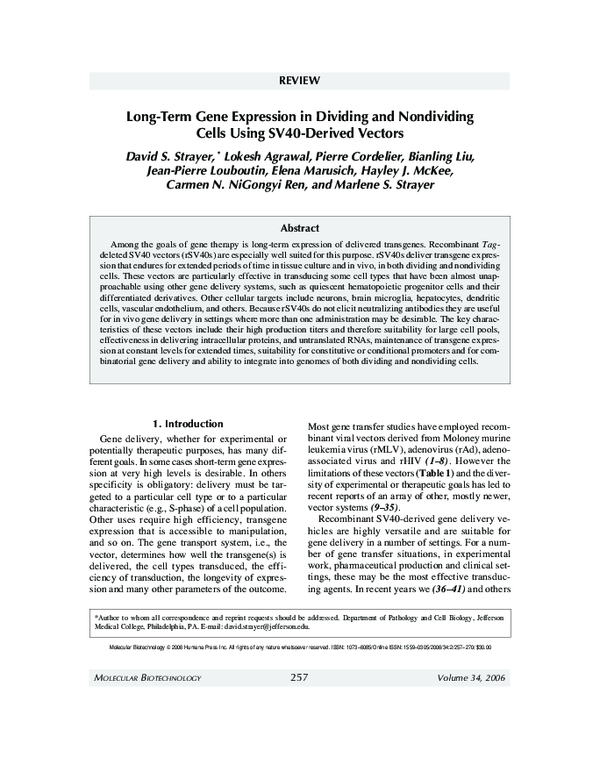 (PDF) Long-Term Gene Expression in Dividing and Nondividing Cells Using ...