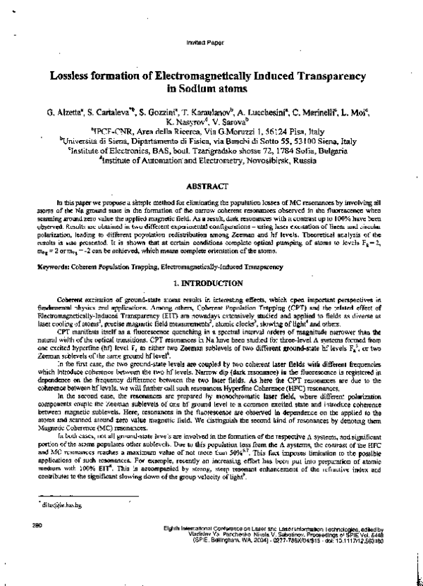 (PDF) Lossless formation of electromagnetically induced transparency in ...