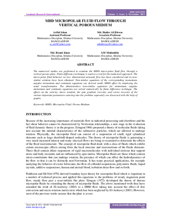 (PDF) MHD Micropolar Fluid Flow Through Vertical Porous Medium