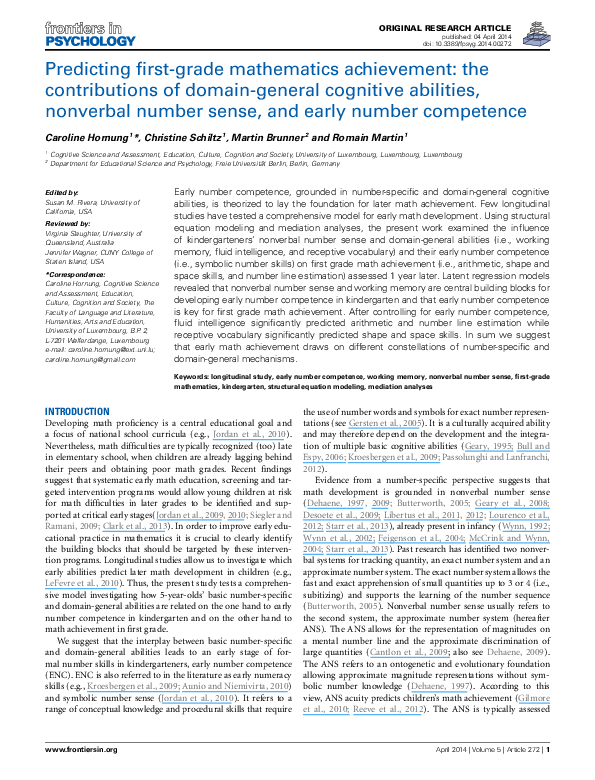 (PDF) Predicting first-grade mathematics achievement: the contributions ...