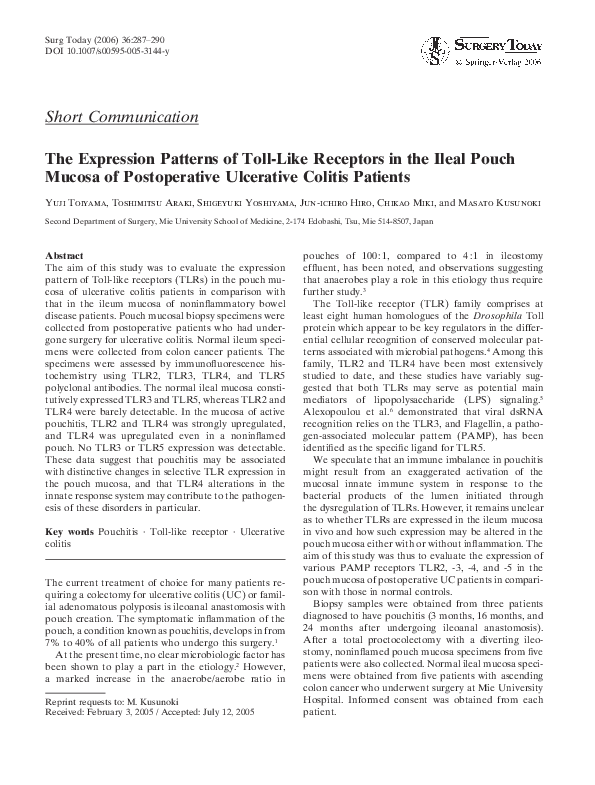 (PDF) The Expression Patterns of Toll-Like Receptors in the Ileal Pouch ...