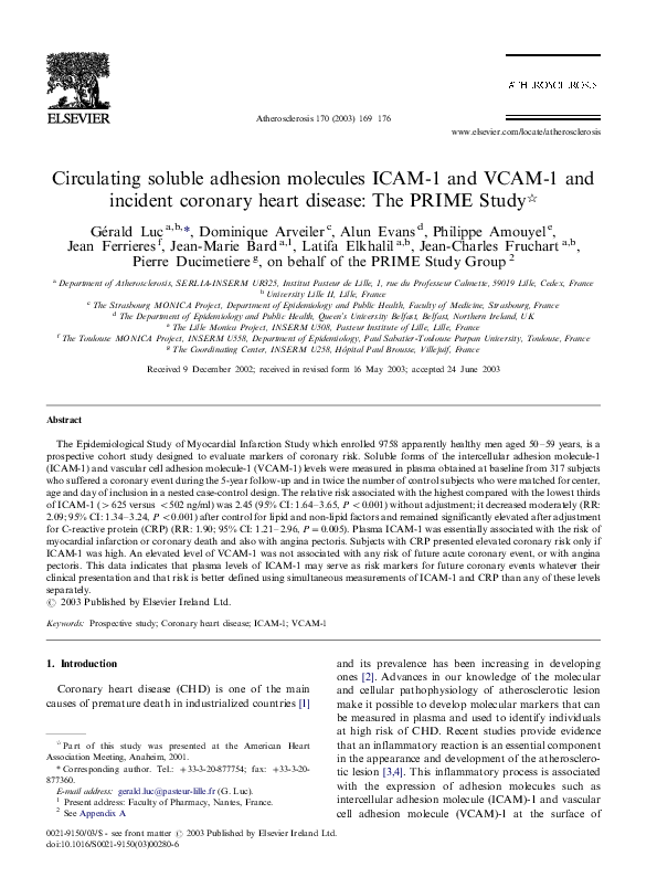 (PDF) Circulating soluble adhesion molecules ICAM-1 and VCAM-1 and ...