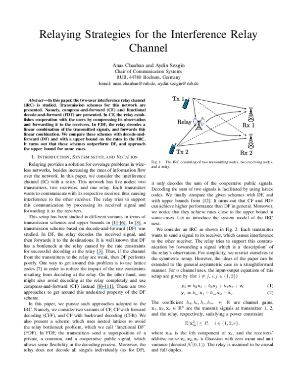 (PDF) Relaying strategies for the interference relay channel