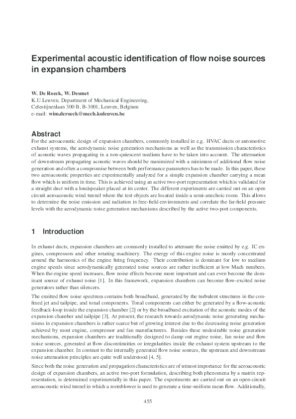 (PDF) Experimental acoustic identification of flow noise sources in ...