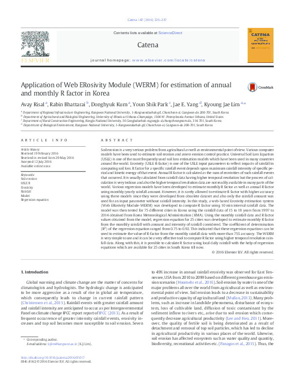 (PDF) Application of Web ERosivity Module (WERM) for estimation of ...