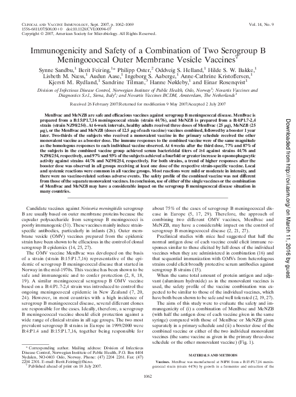 (PDF) Immunogenicity and Safety of a Combination of Two Serogroup B ...