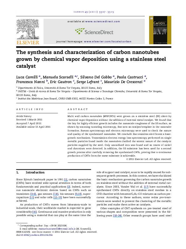 (PDF) Synthesis and characterization of the carbon nanotube-based ...