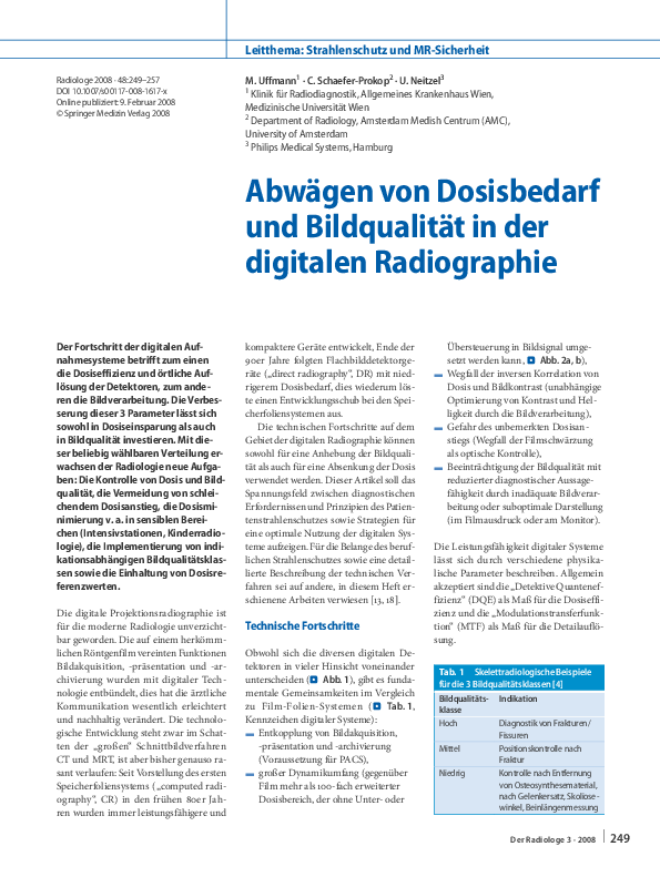 (PDF) Balance of required dose and image quality in digital radiography]