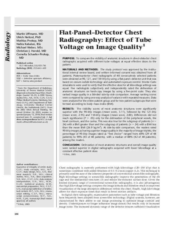 (PDF) FlatPanelDetector Chest Radiography Effect of Tube Voltage on
