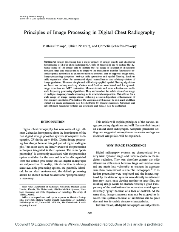 (PDF) Principles of Image Processing in Digital Chest Radiography