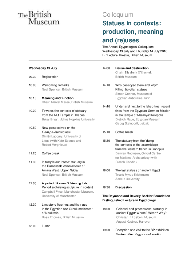 (PDF) "Who destroyed them and why? Killing Egyptian statues" (Annual