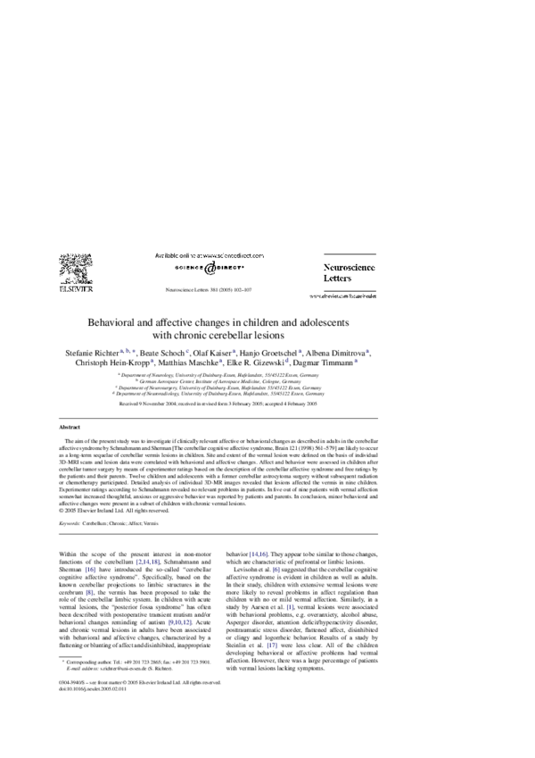 (PDF) Behavioral and affective changes in children and adolescents with ...