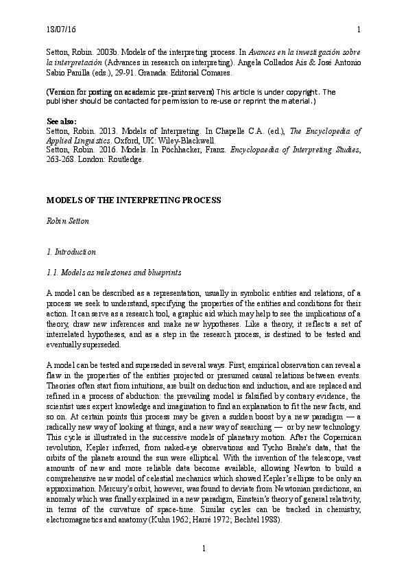 (DOC) Models of Interpreting 2003 Robin Setton Academia.edu