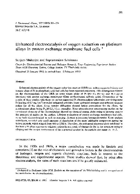 (PDF) Enhanced electrocatalysis of oxygen reduction on platinum alloys ...