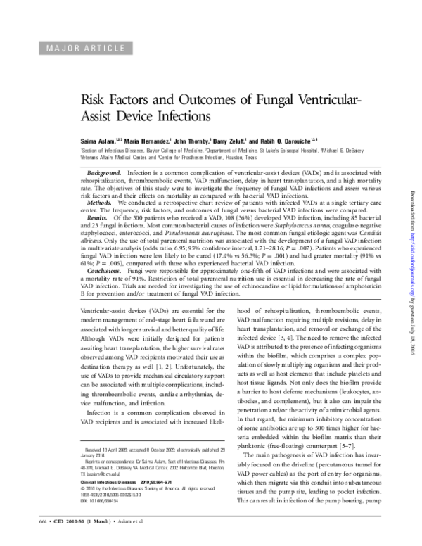 (PDF) Risk Factors and Outcomes of Fungal Ventricular‐Assist Device ...