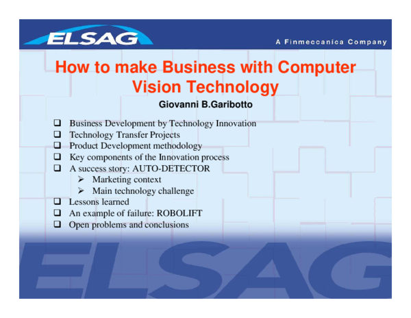 (PDF) How to Make Business with Computer Vision Technology