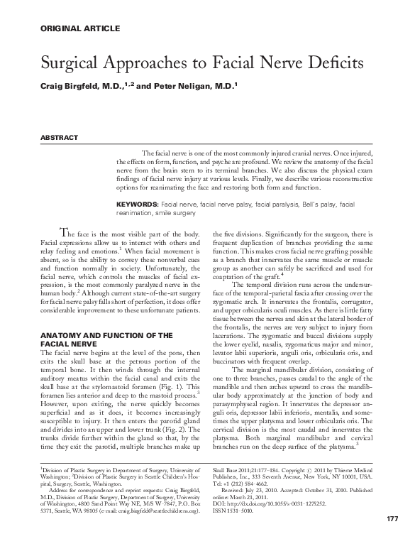 Facial nerve function image