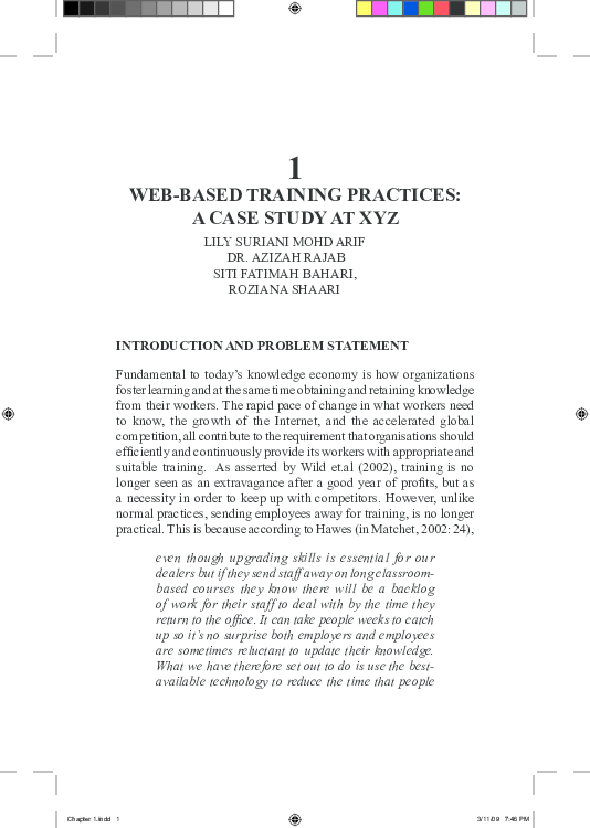 (PDF) Web Based Training Practices: A Case Study at XYZ 1 WEB-BASED ...