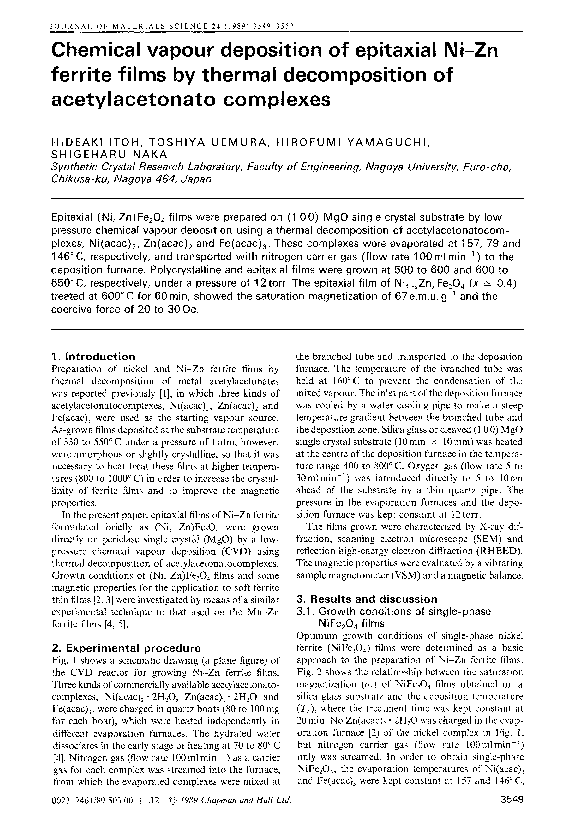 (PDF) Chemical vapour deposition of epitaxial Ni-Zn ferrite films by ...