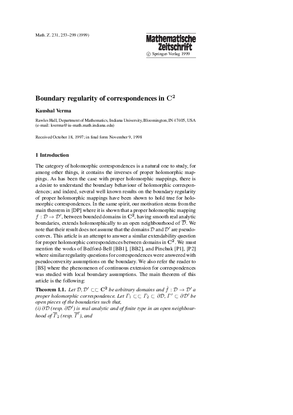 (PDF) Boundary regularity of correspondences in ${\bf C^2}$