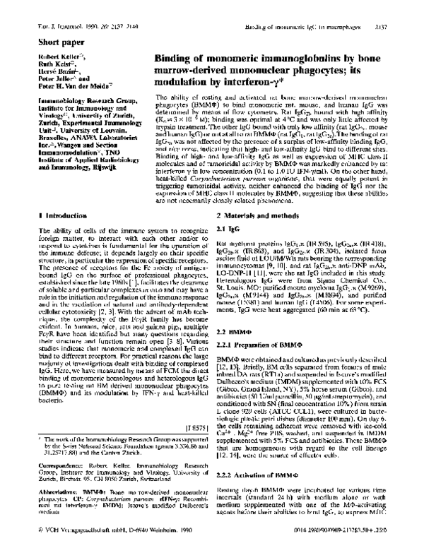(PDF) Binding of monomeric immunoglobulins by bone marrow-derived ...