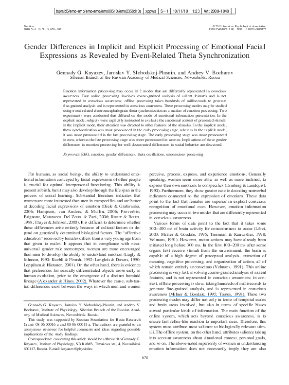 (PDF) Gender differences in implicit and explicit processing of ...