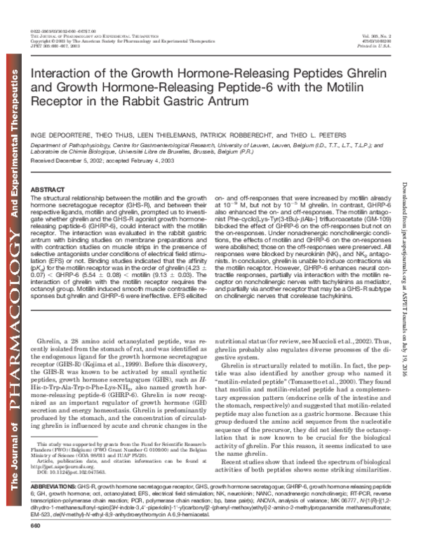 (PDF) Interaction of the Growth Hormone-Releasing Peptides Ghrelin and ...