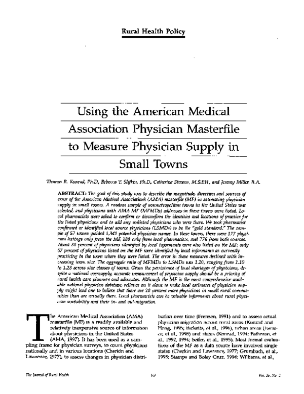 (PDF) Using the American Medical Association Physician Masterfile to ...