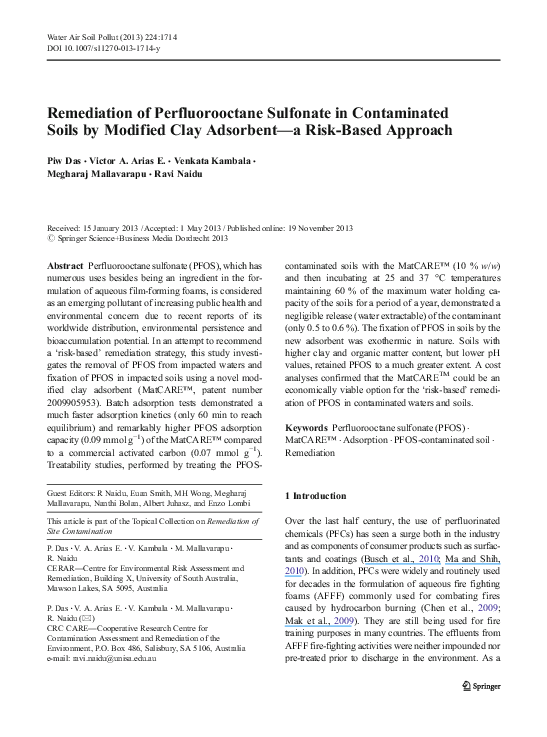 (PDF) Remediation of Perfluorooctane Sulfonate in Contaminated Soils by ...