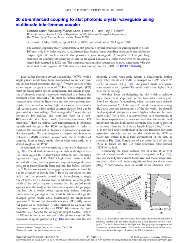 (PDF) 20 dB-enhanced coupling to slot photonic crystal waveguide using ...