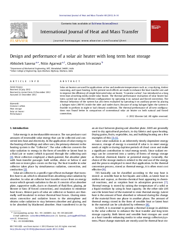 (PDF) Design and performance of a solar air heater with long term heat ...