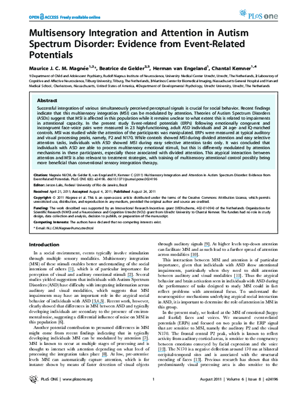 (PDF) Multisensory Integration and Attention in Autism Spectrum ...