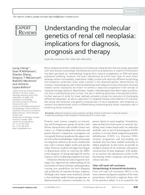 (PDF) Understanding the molecular genetics of renal cell neoplasia ...