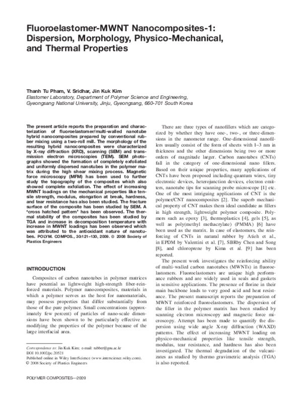 (PDF) FluoroelastomerMWNT Dispersion, morphology