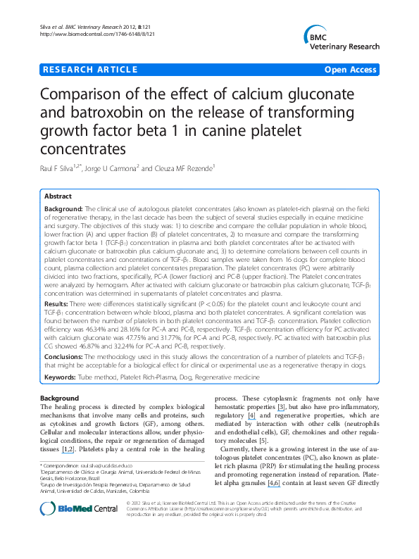 (PDF) Comparison of the effect of calcium gluconate and batroxobin on ...