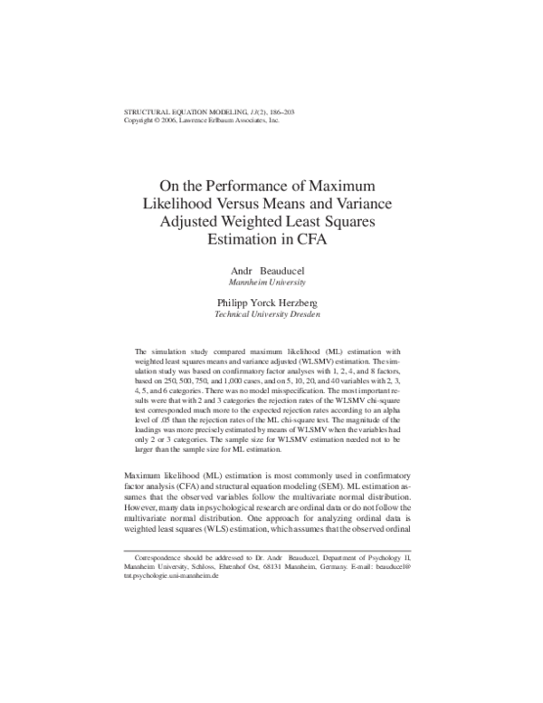 (PDF) On the Performance of Maximum Likelihood Versus Means and ...