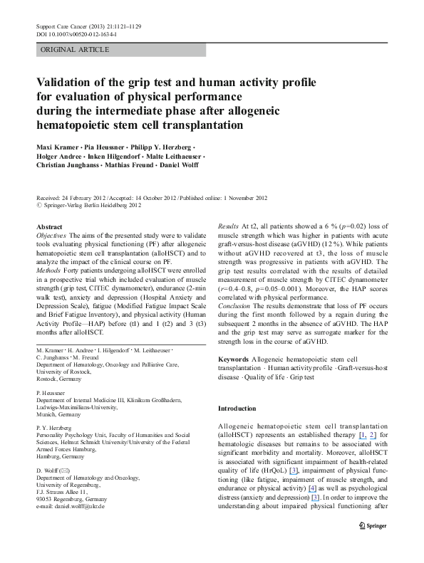 (PDF) Validation of the grip test and human activity profile for ...