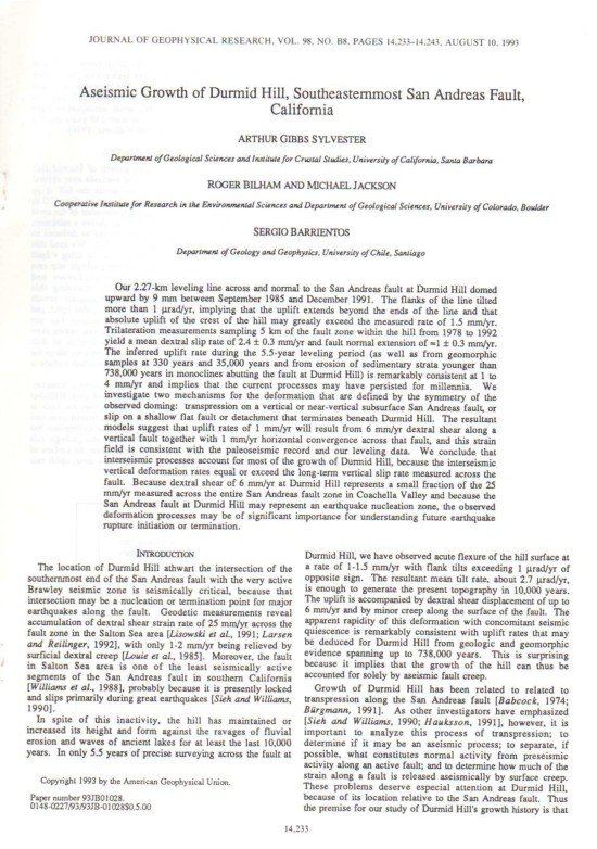 (PDF) Aseismic Growth of Durmid Hill, Southeasternmost San Andreas ...