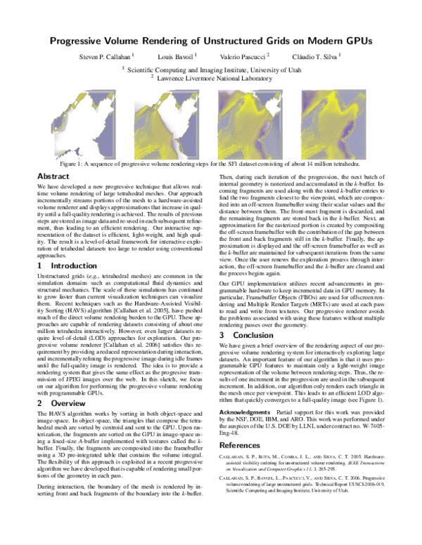 (PDF) Progressive volume rendering of unstructured grids on modern GPUs
